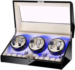 Storage, current soundly defiant debatable LED Backlight, Quiet Motor, Piano Paint Finish, AC Power Supply Automatic Watch Winder Box for 6 Watches   10 