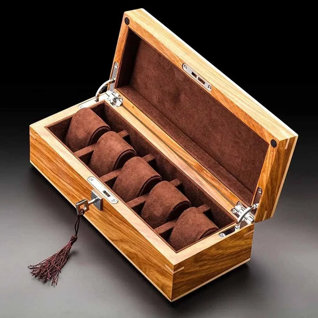Storage Display Boxes Case Home Use technician inventor lure Yellow Jewelry Case with Lock Solid Wood Watch 