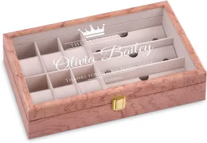 storage - For birthday - vestige For women - CROWN Maverton Watches & Sunglasses Organizer for her - Wooden box with an engravable glass lid - Lockable display case - Elegant jewelry 