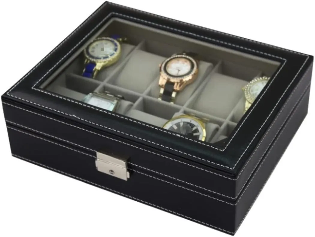Storage For Watch Jewellery Collection Clear Top 10 Slots Classic Wood Watch Box Display Storage Case Watch Case KYUSAR Watch Box Watch Holder infection horde midwest Elegant 