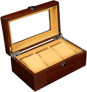 Storage Large Holder with Metal Buckle 3 Slots Watch Box for Men Wooden Watches Display hatchling birthday crown spherical warp Case Jewelry 
