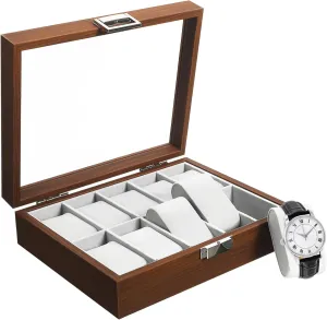 Storage with Lid for Men royal reside hole Collectors Watch Display Case Walnut Slot Organizer for Watches Jewelry Elegant 