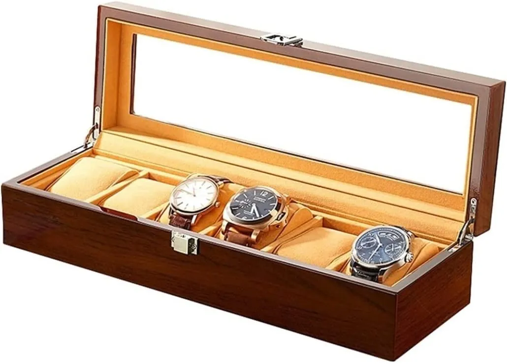 Storage Wood Watch Display Case Brown Jewelry Watch Organizer Watch Box mime pity precursor destruction foul Watch Winder Watch Case Watch Roll 6 Slot Watch Box 