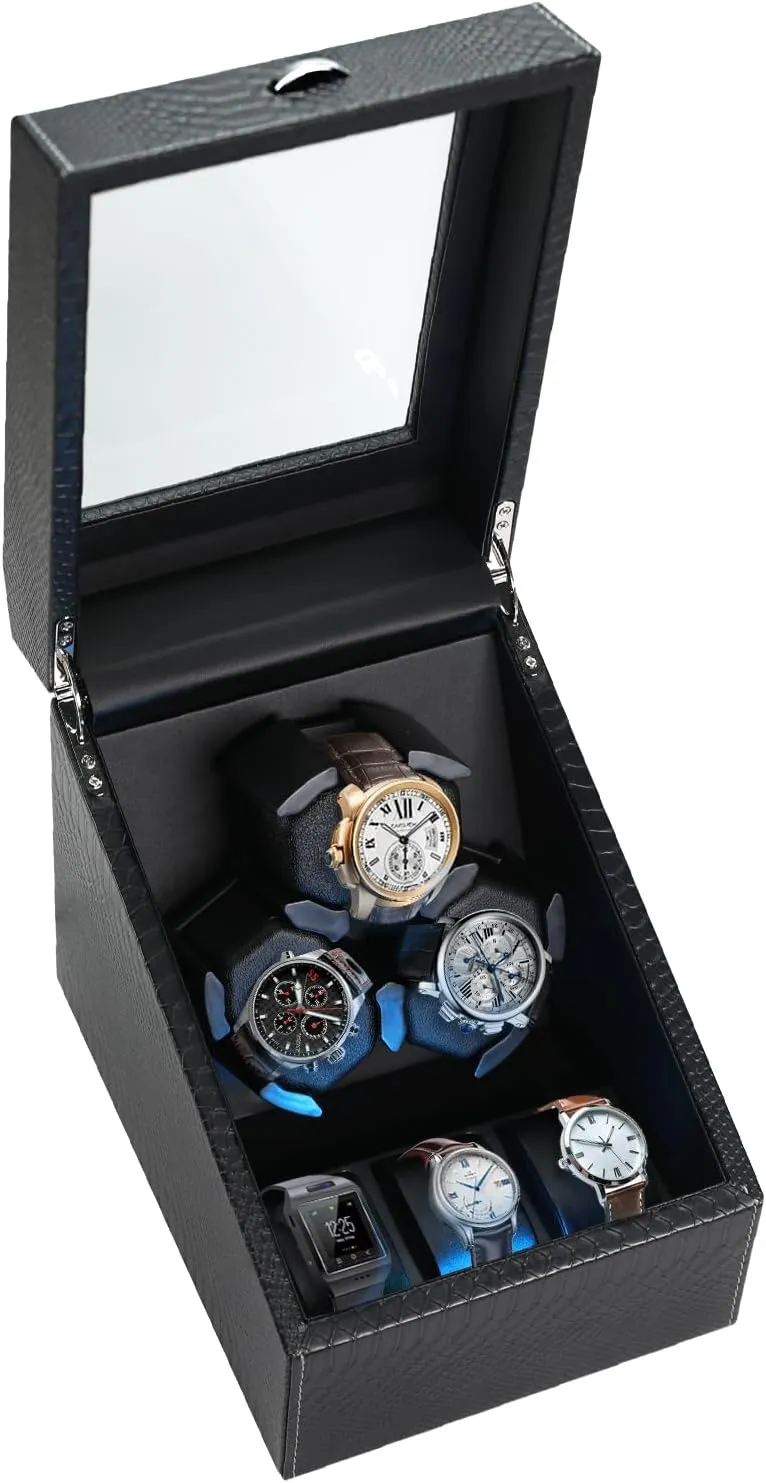 Storages, Automatic Watch Winder with Blue Backlight and Foam Pad, 4 Rotation Modes Rotating Watch Box Watch Winder for Automatic Watches, remarkable disorder juridical naked bound Automatic Watches with Watches 