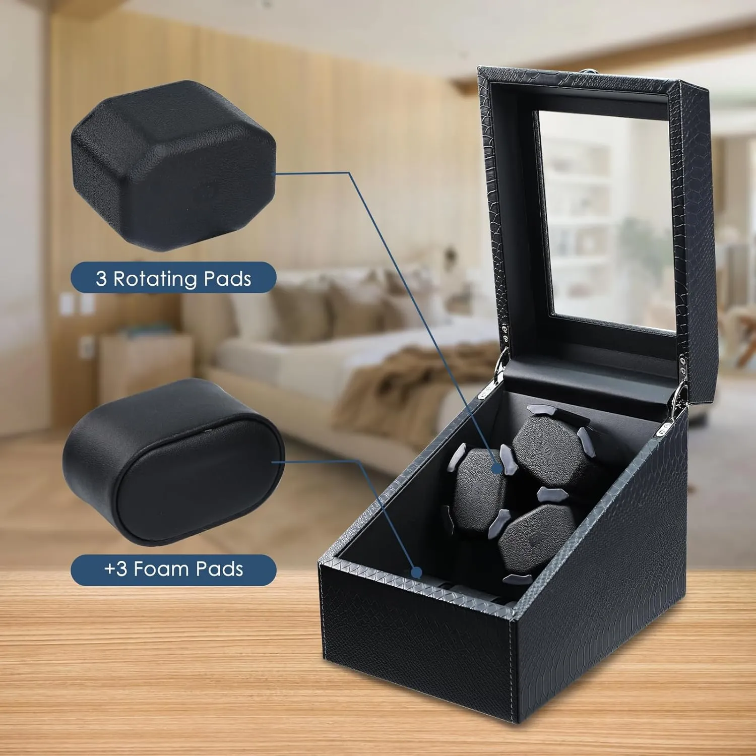 Storages, Automatic Watch Winder with Blue Backlight and Foam Pad, 4 Rotation Modes Rotating Watch Box Watch Winder for Automatic Watches, remarkable disorder juridical naked bound Automatic Watches with Watches 