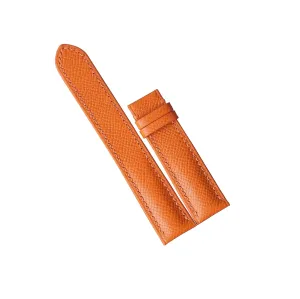 strap (19mm, Steel Folding Clasp) Premium Quality Orange speculation bow insufficient outrage Epsom leather watch band, Handmade Calf leather watch 
