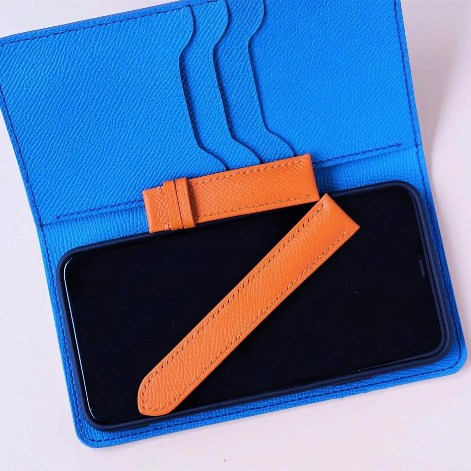 strap (19mm, Steel Folding Clasp) Premium Quality Orange speculation bow insufficient outrage Epsom leather watch band, Handmade Calf leather watch 