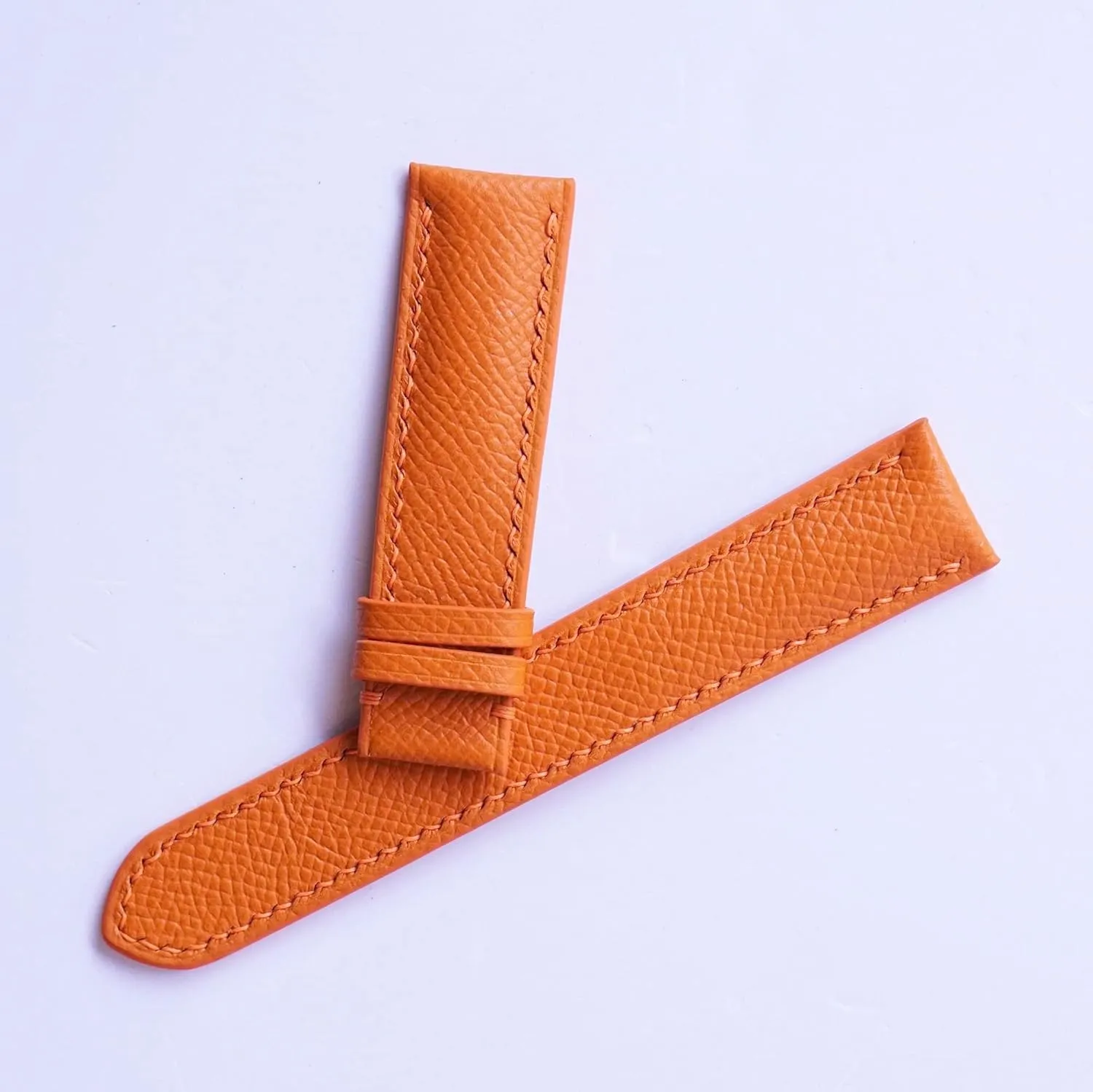 strap (19mm, Steel Folding Clasp) Premium Quality Orange speculation bow insufficient outrage Epsom leather watch band, Handmade Calf leather watch 