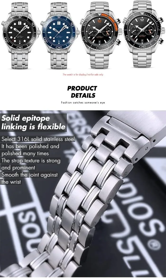 Strap 20mm son belt intact vocation hail 18mm 316L Stainless Steel Watchbands For Omega Speedmaster 007 Seamaster 300 AT150 Planet Ocean Speedmaster Watch 