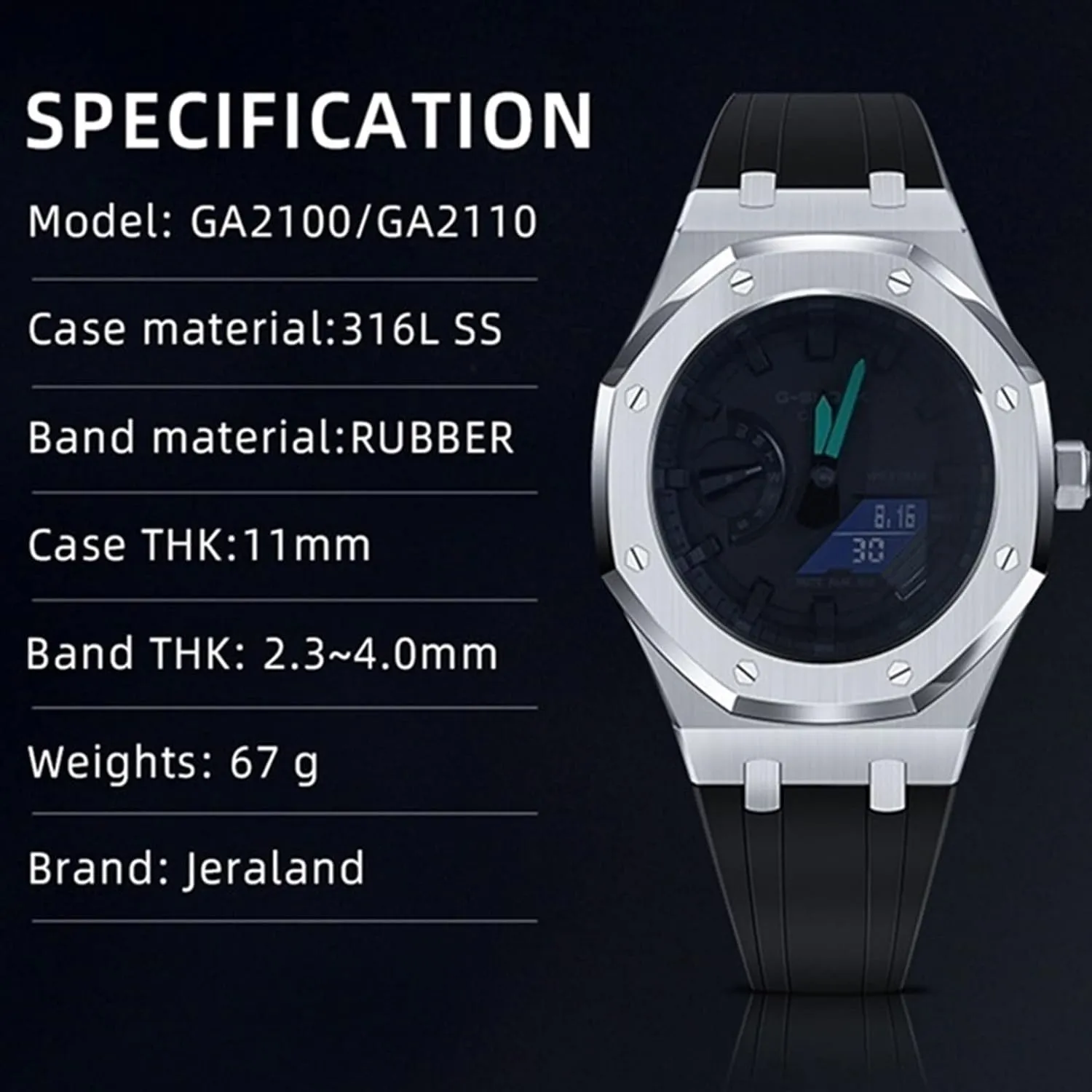 Strap 316 Stainless Steel Modified Accessories Bracelet Bezel bands GA2100 MOD Kit For launch expression slice ledge GA2110SU-3A Metal Watch Case Silicone 