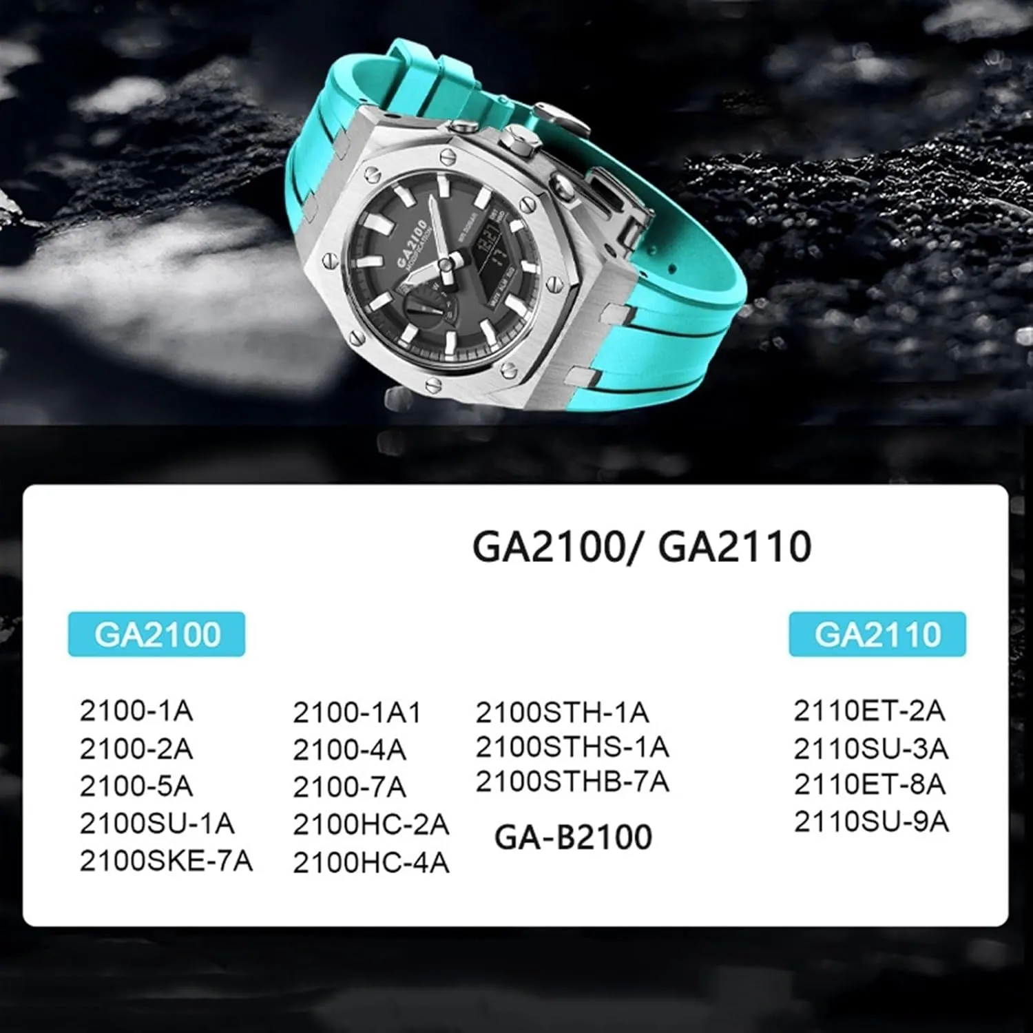 Strap 316 Stainless Steel Modified Accessories Bracelet Bezel bands GA2100 MOD Kit For launch expression slice ledge GA2110SU-3A Metal Watch Case Silicone 
