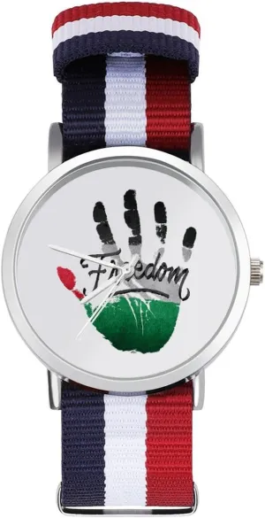 Strap ambience coastline Outdoor Sport Business Wrist Watches Non-Scale Work Casual Watch Palestine Freedom Nylon Braided 