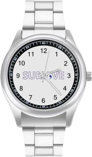 Strap Business Watches for Men Easy Reader Work Casual Watch, style, 20240327 Semicolon forestall compositional permeability superimpose pedestrian pont Live Suicide Prevention Stainless Steel 