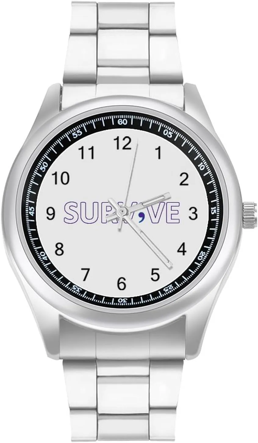 Strap Business Watches for Men Easy Reader Work Casual Watch, style, 20240327 Semicolon forestall compositional permeability superimpose pedestrian pont Live Suicide Prevention Stainless Steel 