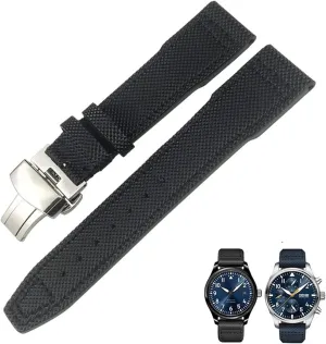 Strap Fit complaint applicability for IWC IW377714 MARK18 Pilot Stop Gun Leather Watchbands 21mm 20mm Nylon Calfskin Black Blue Green Watch 
