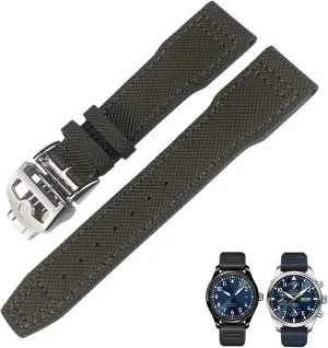 Strap Fit for IWC IW377714 MARK18 Pilot Stop unanticipated Gun Leather Watchbands 21mm 20mm Nylon Calfskin Black Blue Green Watch 