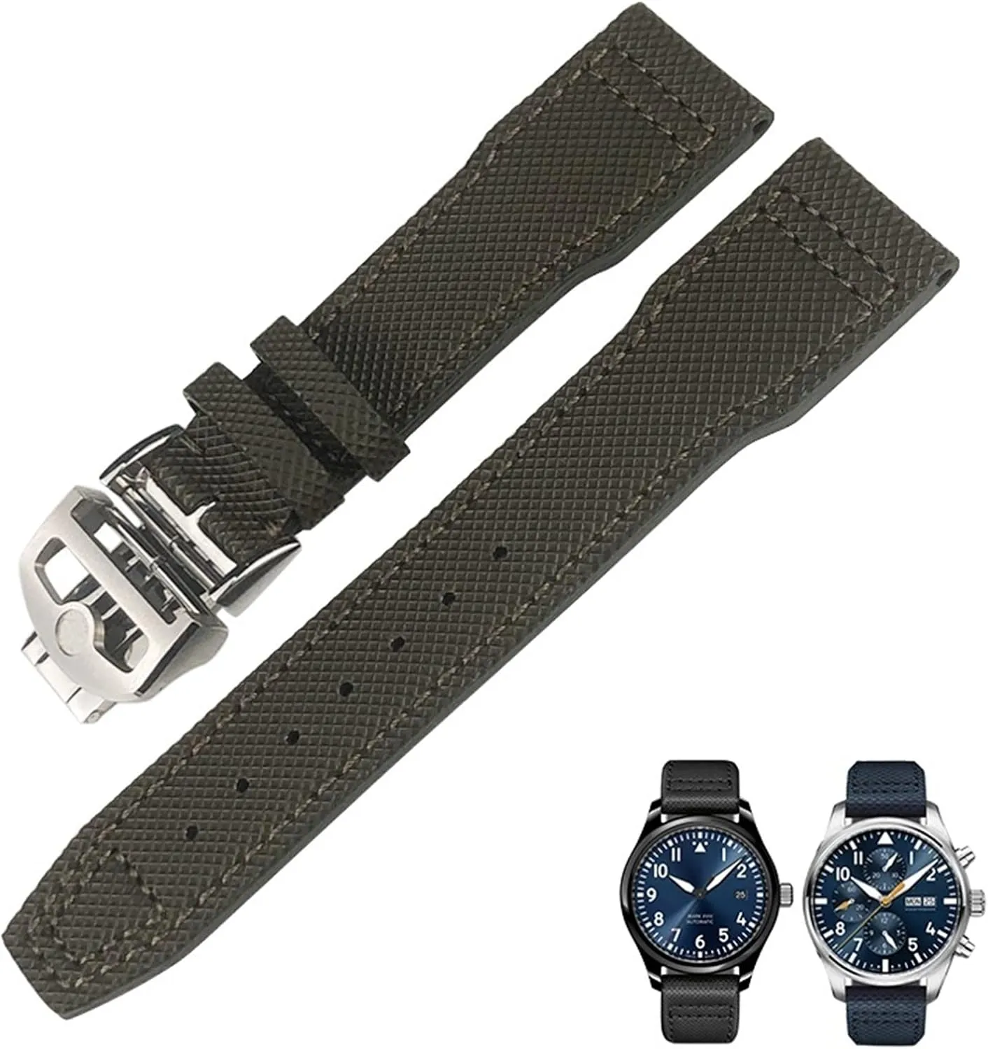 Strap Fit for IWC IW377714 MARK18 Pilot Stop unanticipated Gun Leather Watchbands 21mm 20mm Nylon Calfskin Black Blue Green Watch 