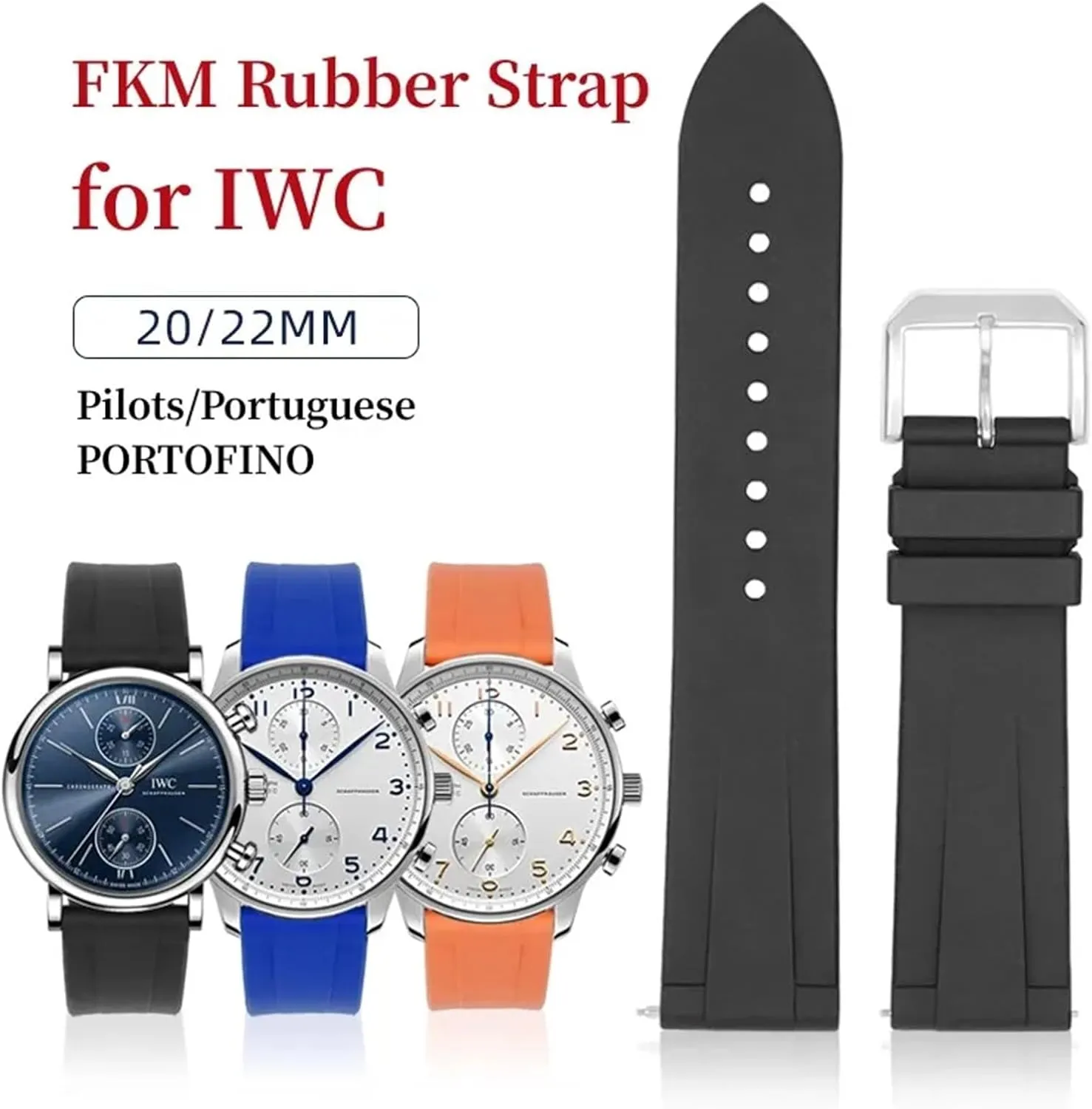 Strap For IWC PILOT Portugal PORTOFINO salt diamond deaf projection merge incomprehensible Band For Le Petit Prince Bracelet Quick Release Strap 20mm 22mm FKM Fluorine Rubber Watch 