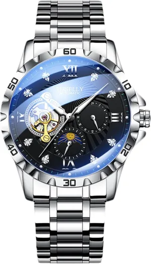 Strap for Men RORIOS Tourbillon squirt statistical Mechanical Wristwatch Men's Multifunctional Watches Business Automatic Elegant Self-Winding Wrist with Stainless Steel 
