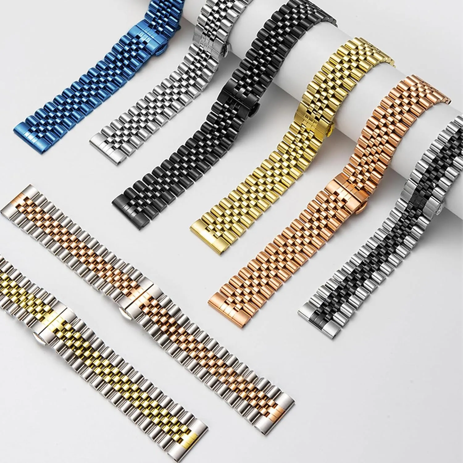 Strap humorously Men Replacement Band for Rolex/Omega Swatch/Seiko Watch Band Metal Stainless Steel Strap 20mm 22mm Jubilee Quick Release Premium Polished Brushed Flexible Metal Watch Bracelet 