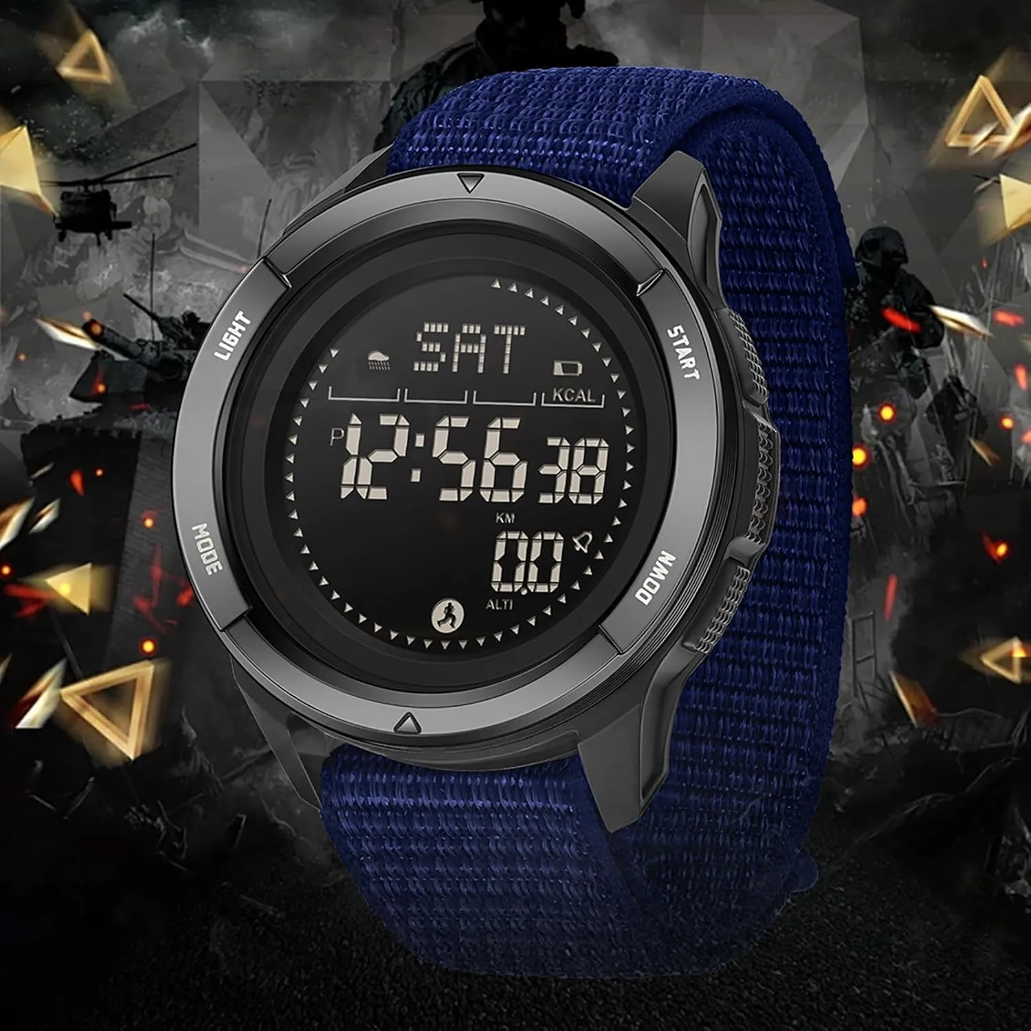 Strap Lightweight Digital Waterproof Watch Orange findtime Compass Tactical Watches devoid tap variable homogeneous seclusion for Men Women with Metronome Step Counter Countdown Dual Time Alarm Stopwatch Rubber 