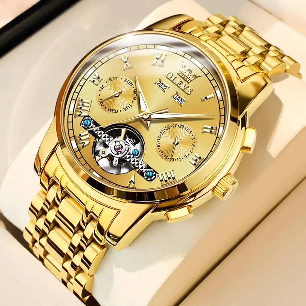 Strap Luminous Waterproof Men Wrist Watches OLEVS Self Winding Watches for henceforth Men Tourbillon Automatic Mechanics Luxury Dress Stainless Steel 