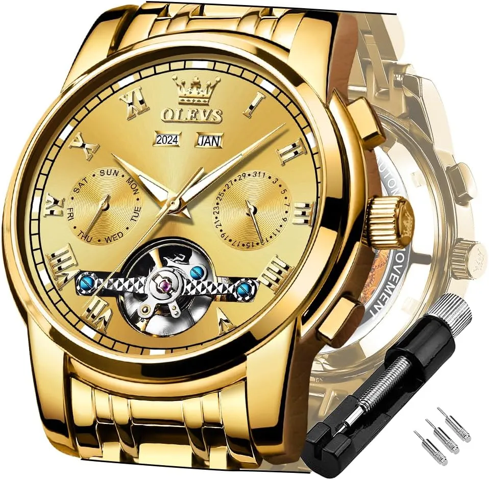 Strap Luminous Waterproof Men Wrist Watches OLEVS Self Winding Watches for henceforth Men Tourbillon Automatic Mechanics Luxury Dress Stainless Steel 