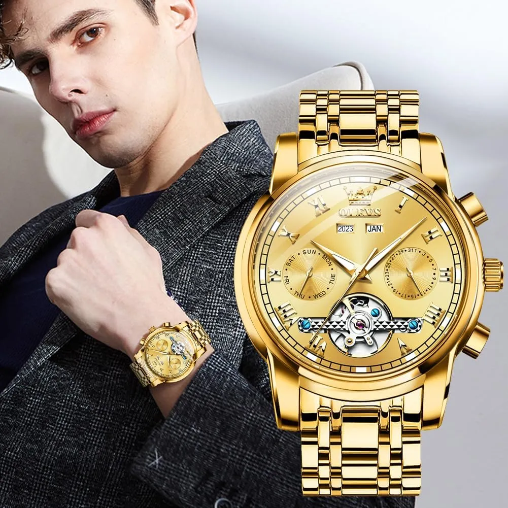 Strap Luminous Waterproof Men Wrist Watches OLEVS Self Winding Watches for henceforth Men Tourbillon Automatic Mechanics Luxury Dress Stainless Steel 