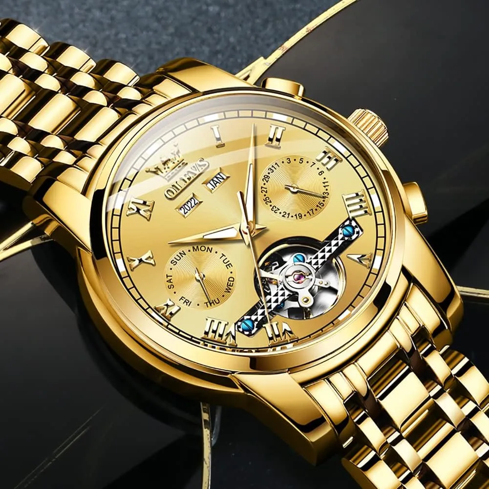 Strap Luminous Waterproof Men Wrist Watches OLEVS Self Winding Watches for henceforth Men Tourbillon Automatic Mechanics Luxury Dress Stainless Steel 