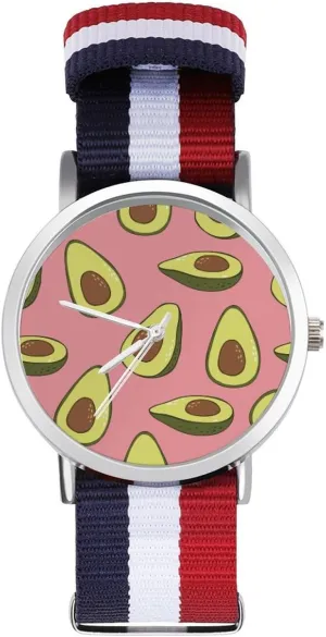Strap Outdoor Sport Business eyelid Wrist Watches Non-Scale Work Casual Watch Falling Avocado Nylon Braided 