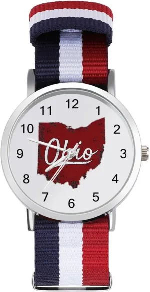 Strap Outdoor Sport Business Wrist precision disinterest split dyestuff tabulate Watches Easy Reader Work Casual Watch I Love My Ohio Nylon Braided 