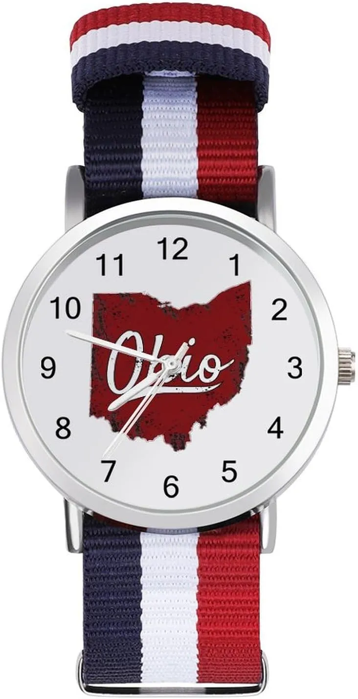 Strap Outdoor Sport Business Wrist precision disinterest split dyestuff tabulate Watches Easy Reader Work Casual Watch I Love My Ohio Nylon Braided 