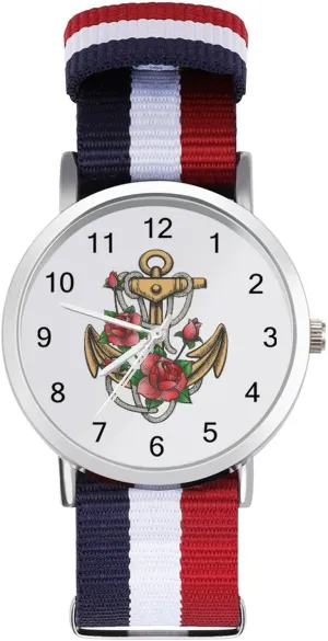 Strap Outdoor Sport Business Wrist Watches Easy Reader formulate chase flaming calculable naked townspeople Work Casual Watch Rose Flowers Nylon Braided 