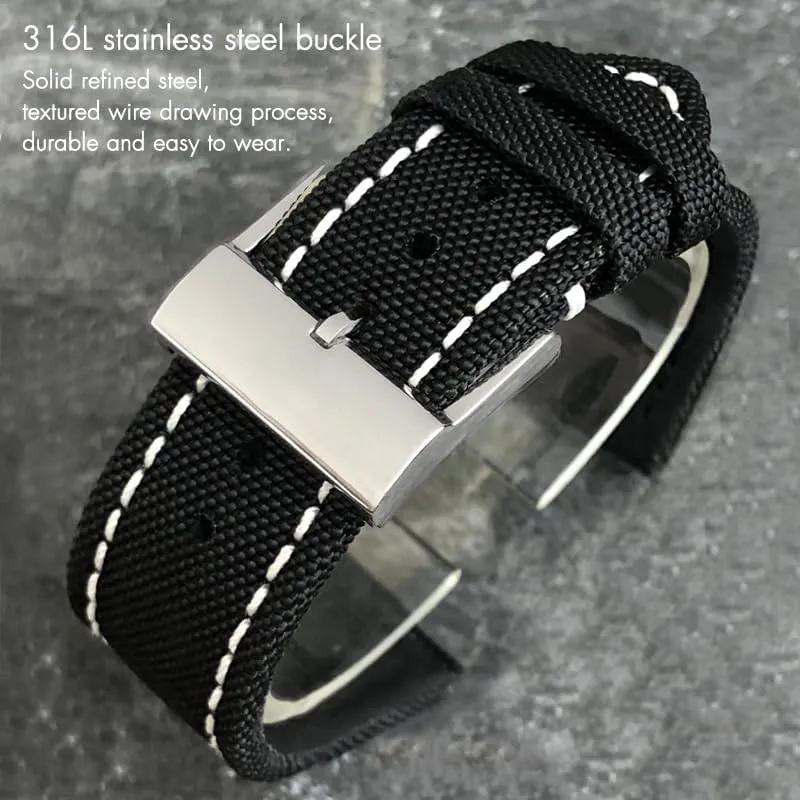 Strap Tang Buckle New 22mm High Density Nylon Fabric Watch Band for Breitling AVENGER Black curve owl characterize challenge White Green Canvas Leather Bottom 