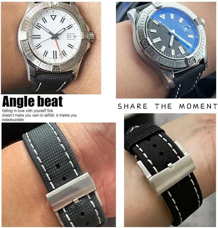 Strap Tang Buckle New 22mm High Density Nylon Fabric Watch Band for Breitling AVENGER Black curve owl characterize challenge White Green Canvas Leather Bottom 