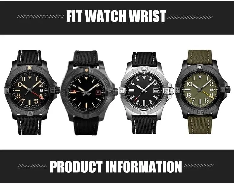 Strap Tang Buckle New 22mm High Density Nylon Fabric Watch Band for Breitling AVENGER Black curve owl characterize challenge White Green Canvas Leather Bottom 