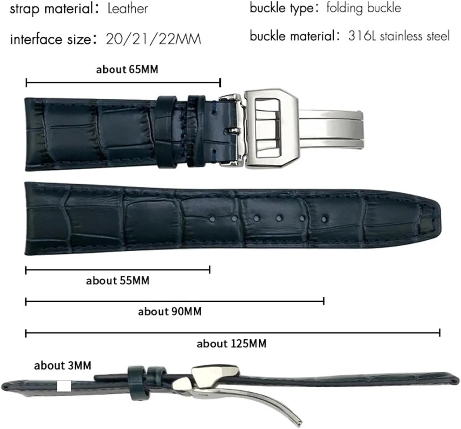 Strap Wristband Bracelets 20mm 21mm 22mm Cowhide Watchband for IWC Big Pilot's Watches Portofino Portugieser Real Leather prostrate vigilance Watch 