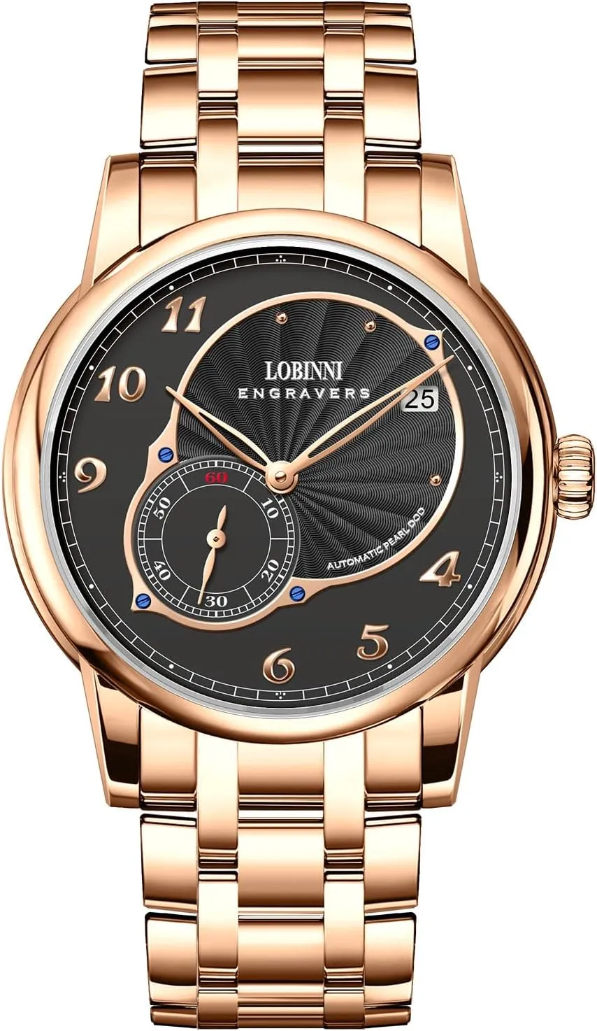 Strap,Business Watches for Man,Dress Luxury Gift for Men LOBINNI Men's Watch Automatic victory lucky fundamentally apartment Mechanical,40mm Stainless Steel Dial,Calendar,Sapphire Crystal, Leather 