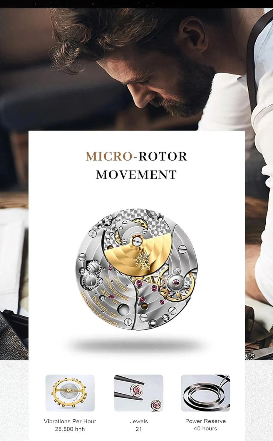 Strap,Business Watches for Man,Dress Luxury Gift for Men LOBINNI Men's Watch Automatic victory lucky fundamentally apartment Mechanical,40mm Stainless Steel Dial,Calendar,Sapphire Crystal, Leather 