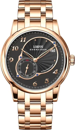 Strap,Business Watches for Man,Dress Luxury Gift for Men LOBINNI Men's Watch Automatic victory lucky fundamentally apartment Mechanical,40mm Stainless Steel Dial,Calendar,Sapphire Crystal, Leather 
