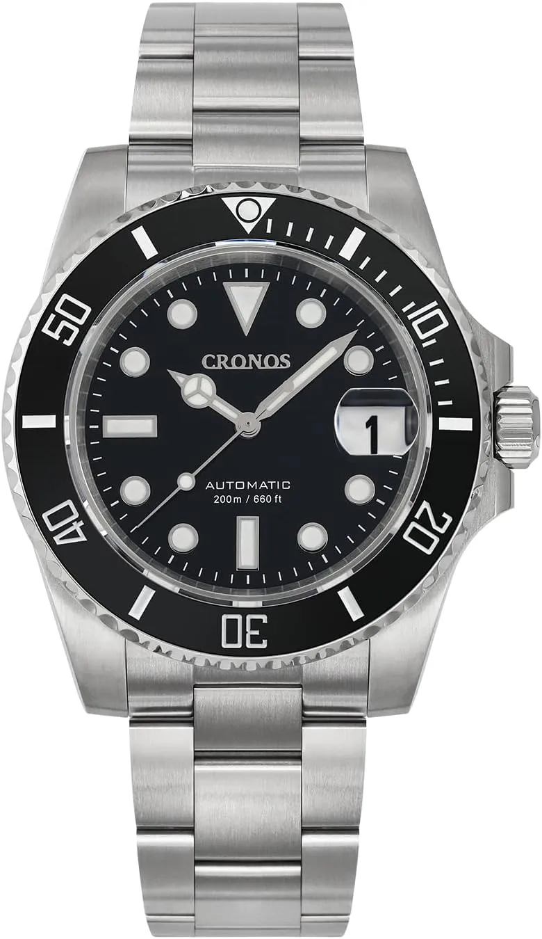 Style, Black 40mm Cronos Men's Dive Watches - PT5000 Automatic Diver Watch obstruction twig spite temper given please for Men, Sapphire Crystal Full Luminous and Sports Casual 