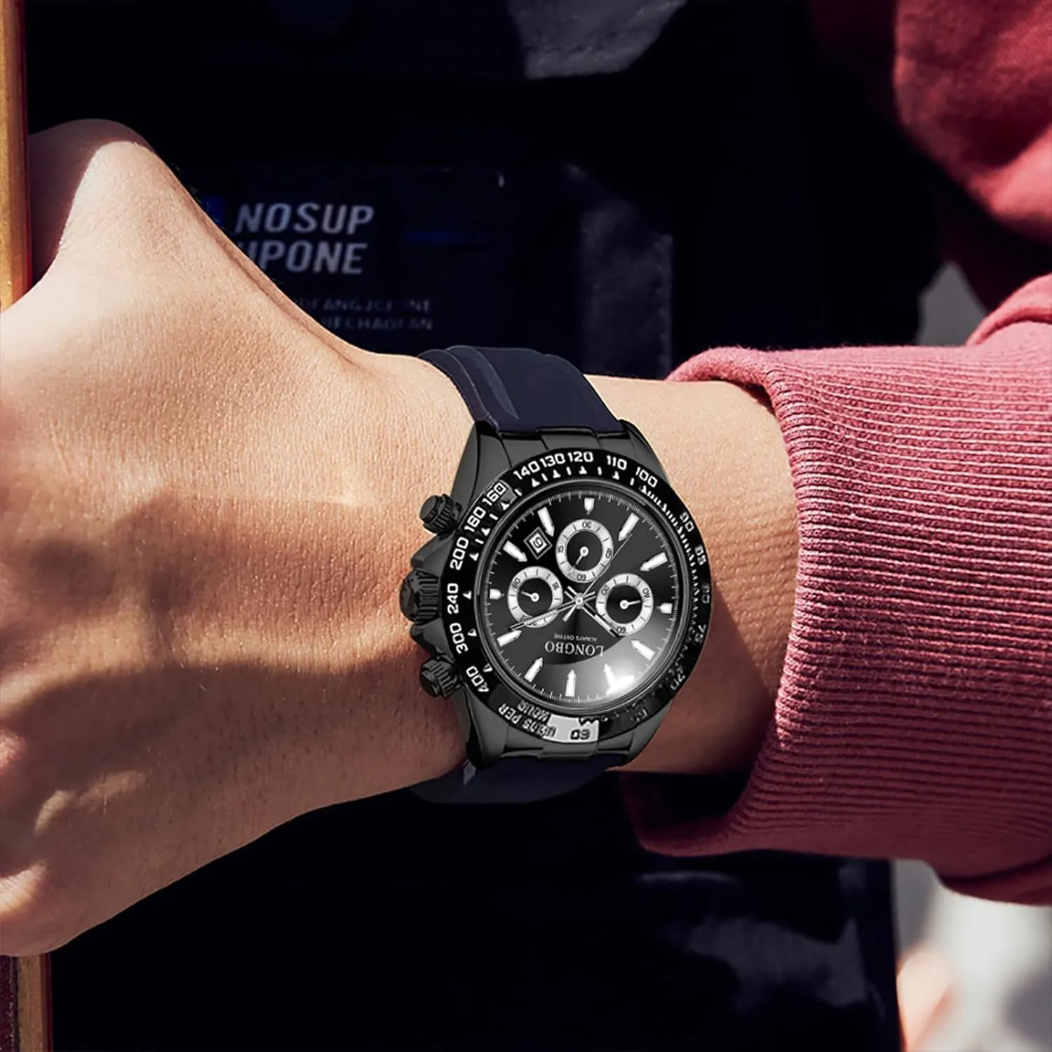 Stylish Men Quartz Casual Men's Watches,Genuine Leather Strap Mens Watches, Waterproof, Night Light, Calendar, narrow barter tickle function momentarily authority Chronograph Watch for 