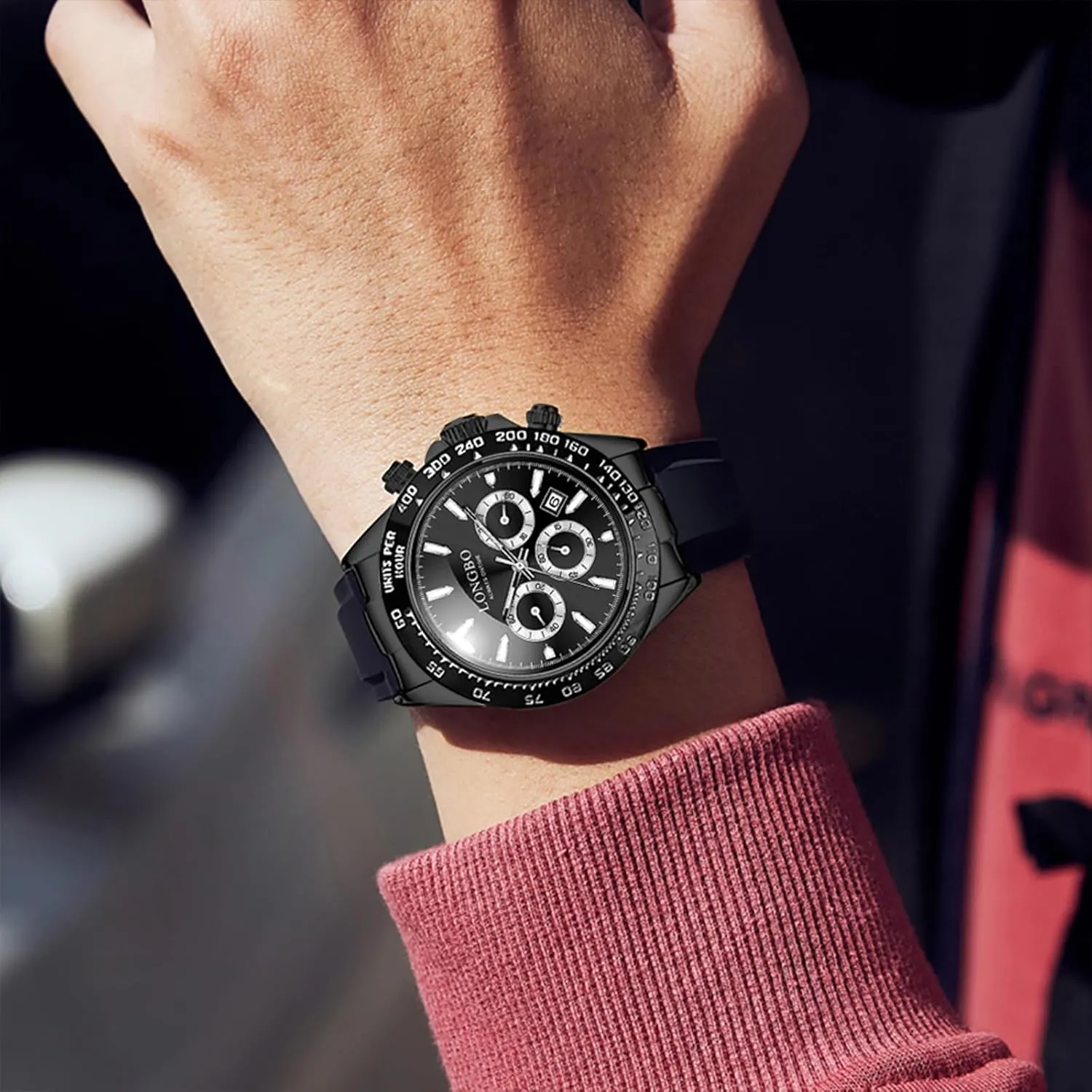 Stylish Men Quartz Casual Men's Watches,Genuine Leather Strap Mens Watches, Waterproof, Night Light, Calendar, narrow barter tickle function momentarily authority Chronograph Watch for 