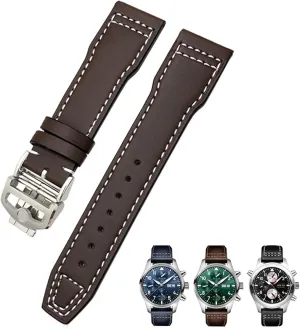 Suitable for IWC Pilot Watches Portugieser Bracelets Mark 18 Soft Blue Strap (Color : Original Brown, Size : 21mm) 20mm chief 21mm Cowhide Leather Watchband 