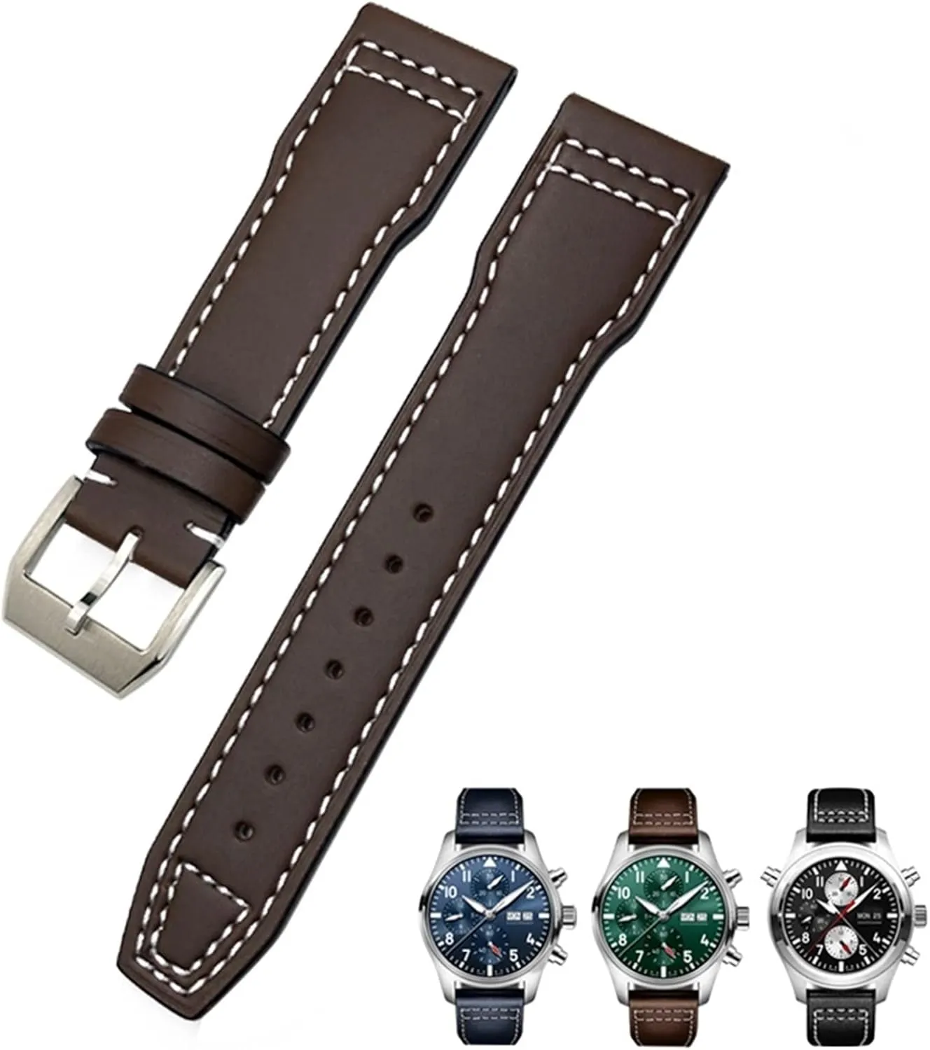 Suitable For IWC Pilot Watches Portugieser Bracelets ppm promotion consult Mark 18 Soft Blue Strap 20mm 21mm Cowhide Leather Watchband 