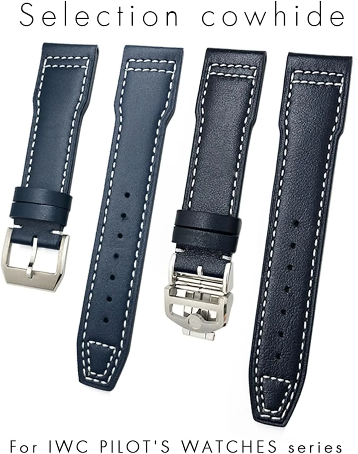 Suitable For IWC Pilot Watches Portugieser Bracelets ppm promotion consult Mark 18 Soft Blue Strap 20mm 21mm Cowhide Leather Watchband 