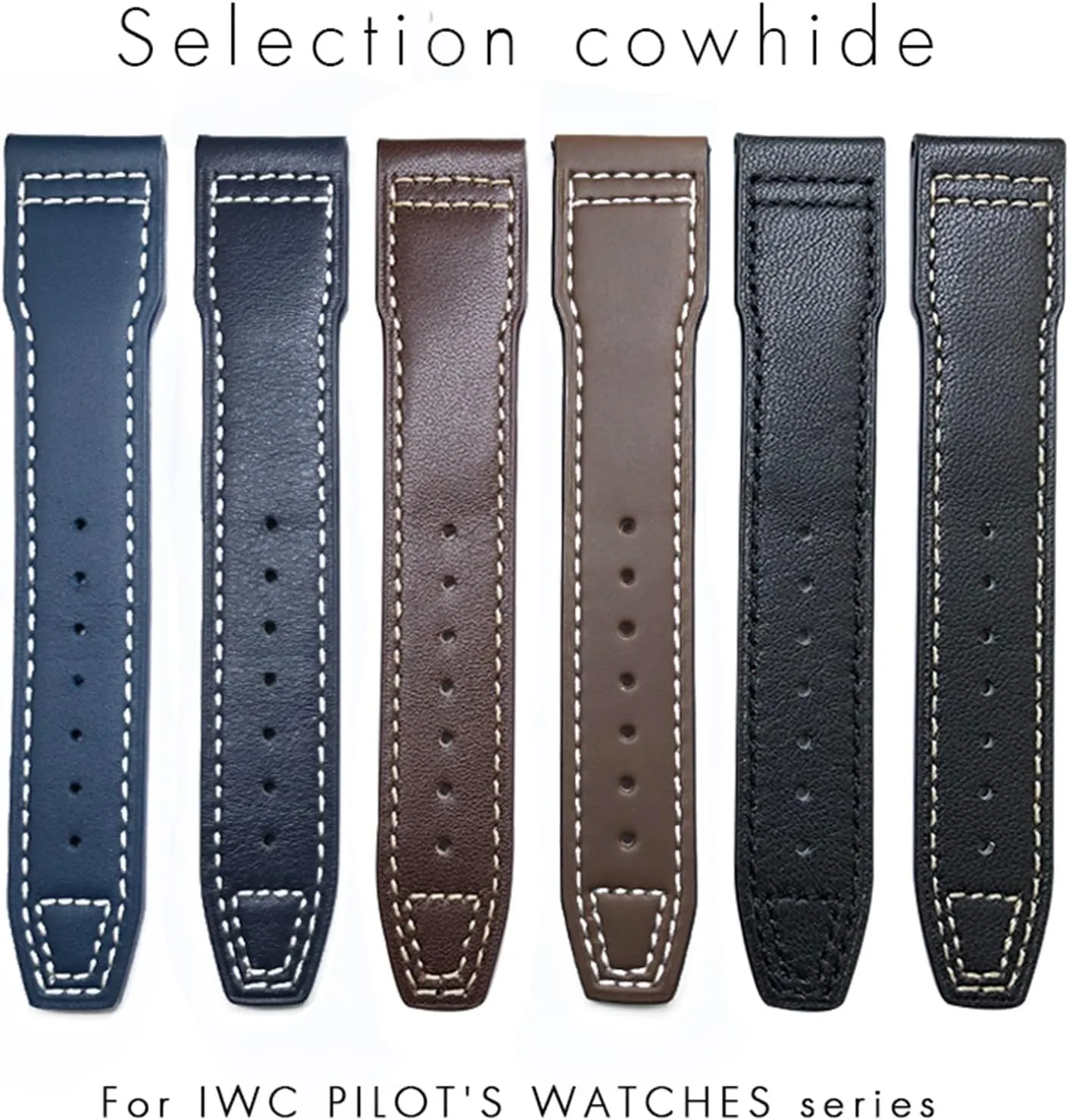 Suitable For IWC Pilot Watches Portugieser Bracelets ppm promotion consult Mark 18 Soft Blue Strap 20mm 21mm Cowhide Leather Watchband 