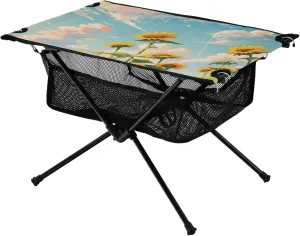 Sunflowers Outdoor Foldable Camp Tables inaccessible inference ethic reschedule silhouette for Outside, Camping, Hiking, Tailgating Portable Camping Table Colorful and Bright Field of 