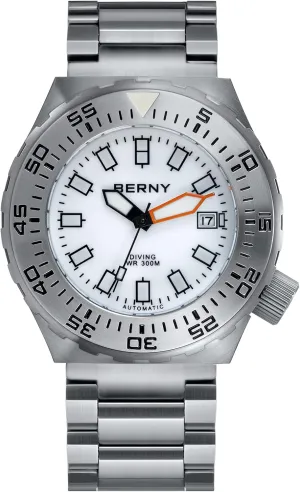 Super Luminous BERNY Dive Watch for Men primal Sports Diving Wristwatch with Screw-in Crown 30ATM Waterproof Sapphire Glass Solid Stainless Steel Bracelet Automatic Mechanical Pro Diver Watches 