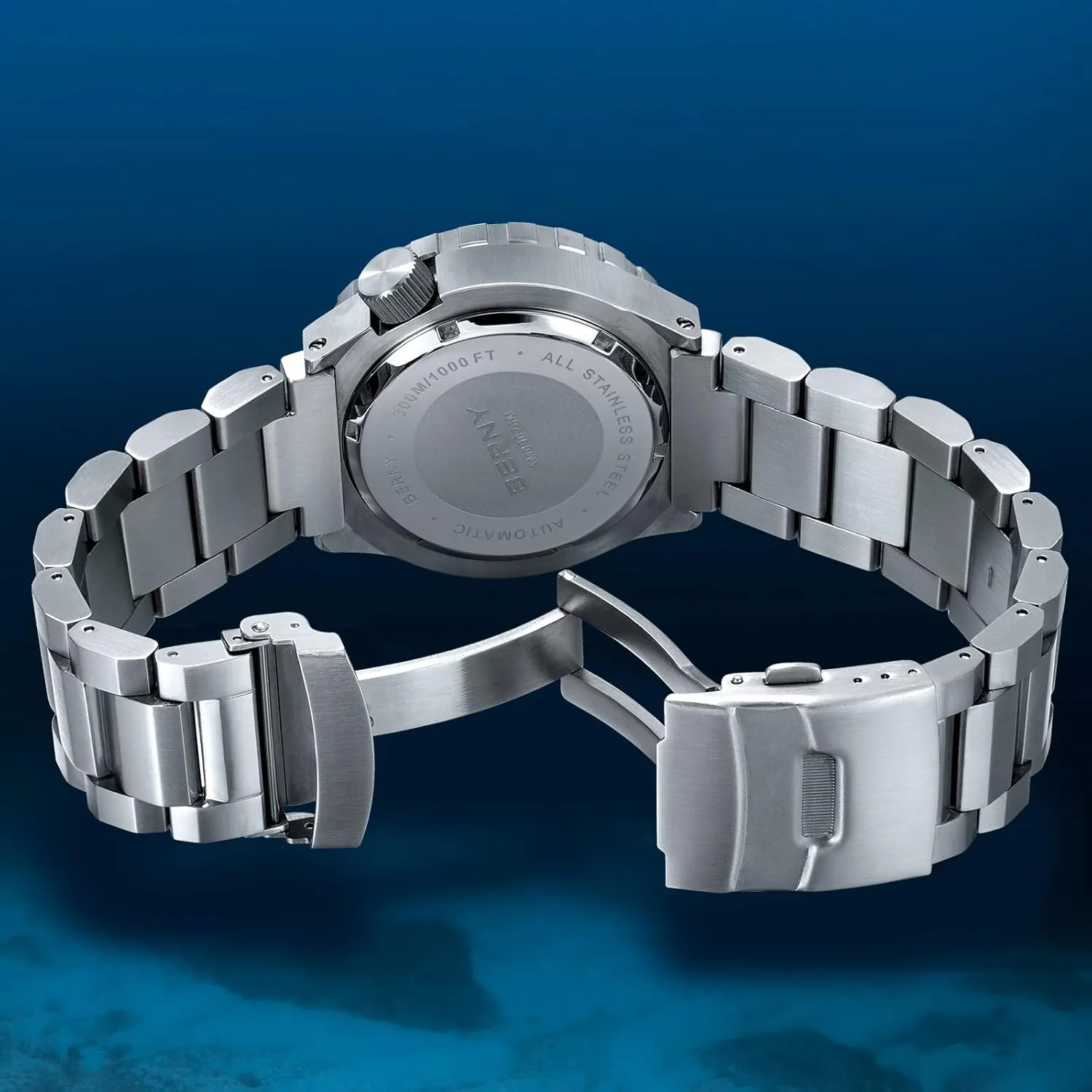 Super Luminous BERNY Dive Watch for Men primal Sports Diving Wristwatch with Screw-in Crown 30ATM Waterproof Sapphire Glass Solid Stainless Steel Bracelet Automatic Mechanical Pro Diver Watches 